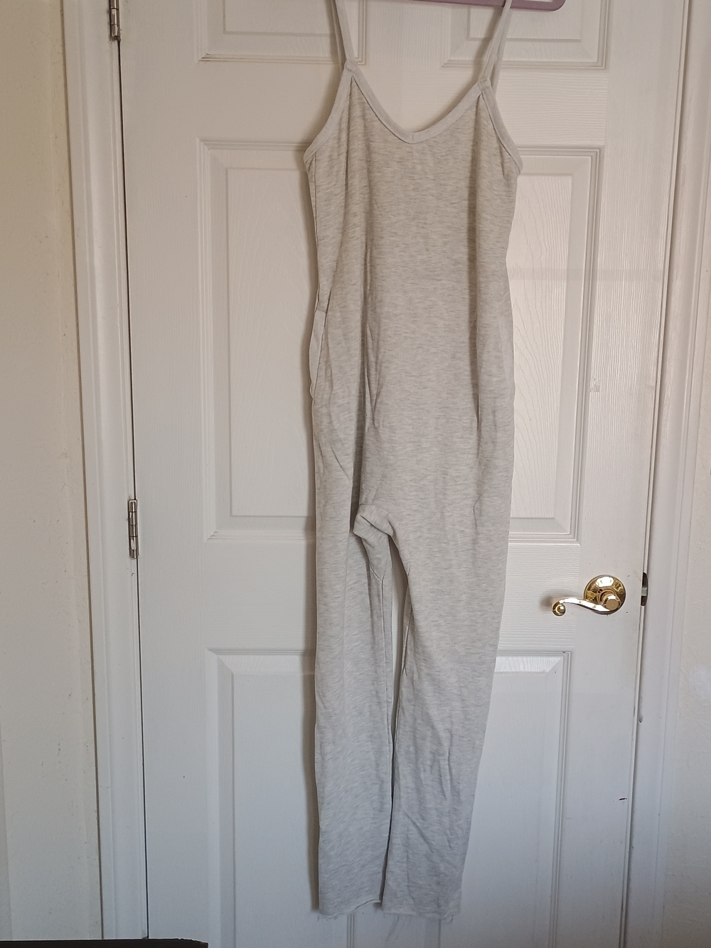 EUC Myrah Penaloza Light Gray Women's Spaghetti Strap Jumpsuit